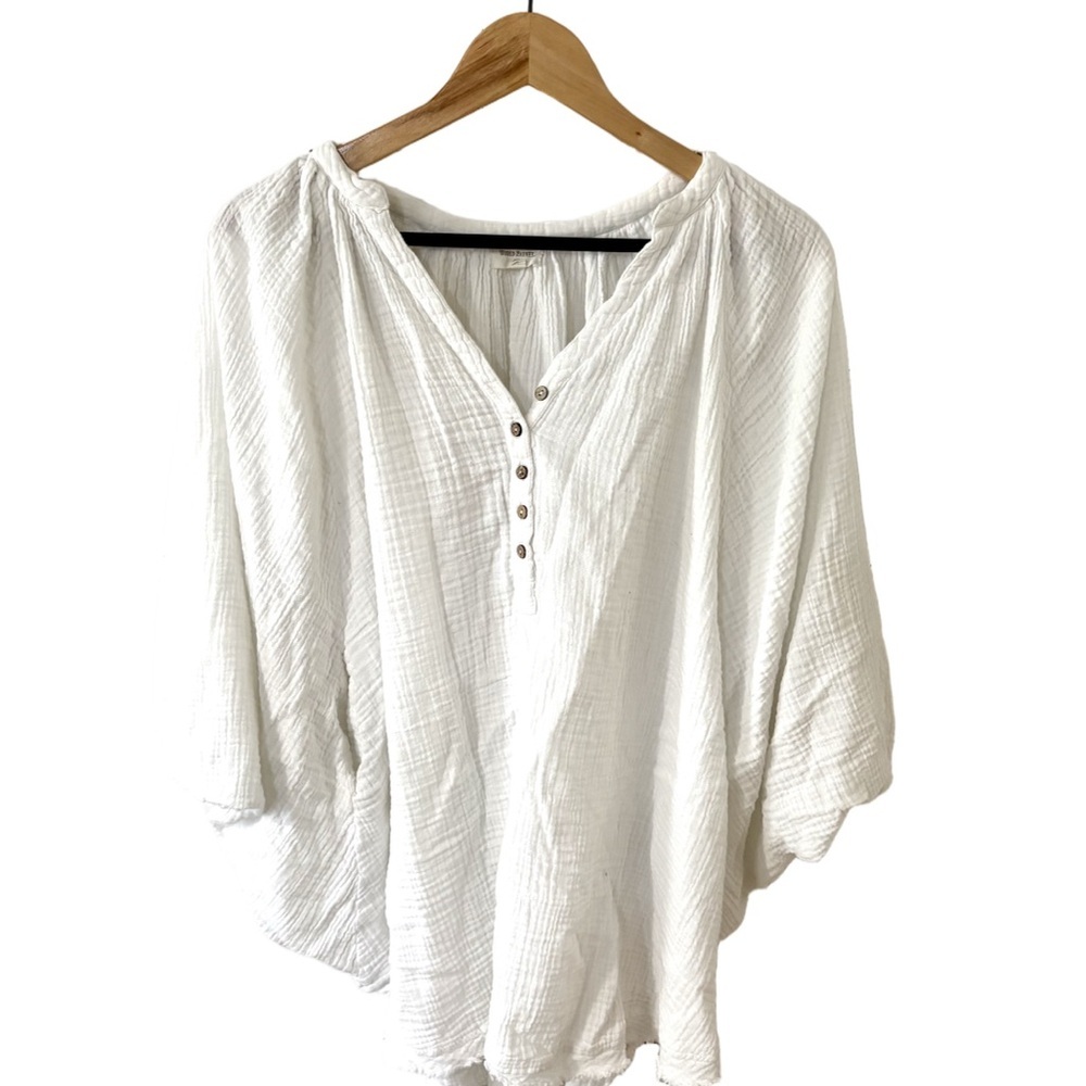 Cost Plus World Market White Button-Up Cover up
